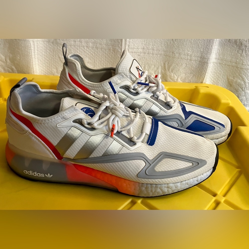 Size 11.5 Adidas ZX 2K Boost 'White Metallic Silver' FY5725